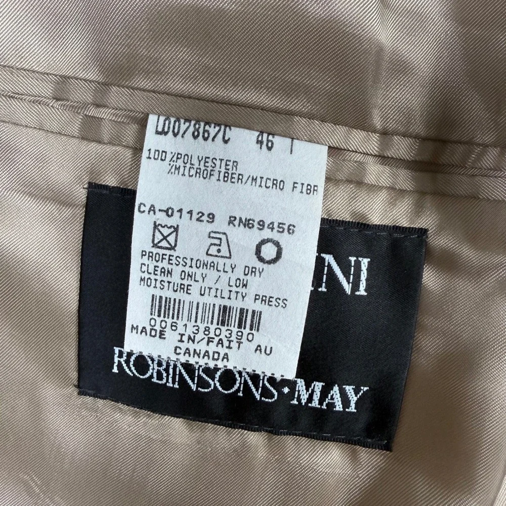 Brandini Robinsons-May Mens 46T Faux Suede Blazer Jacket Brown Made in Canada